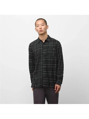 VANS DRIFTWOOD GREEN FLANNEL L BUTTON DOWN SHIRT